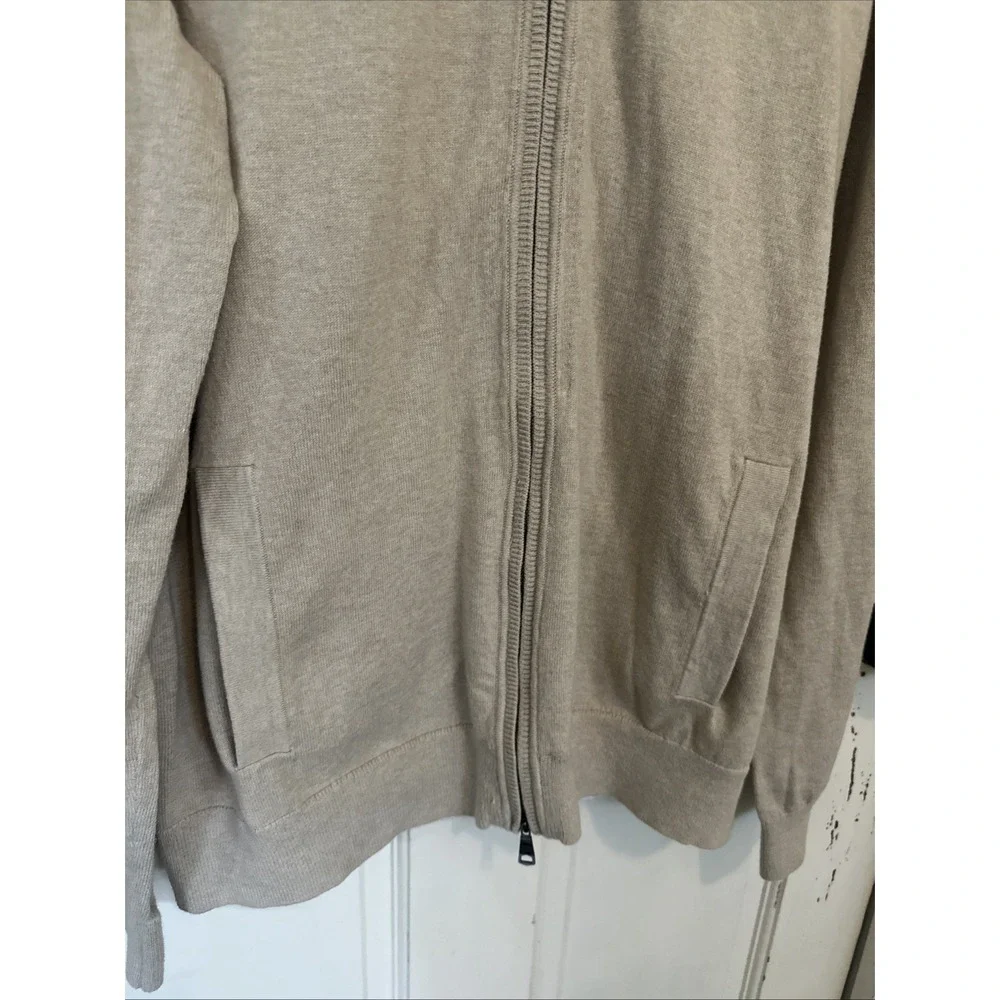 BANANA REPUBLIC Cotton Cashmere Full Zipper Cardigan‎ Beige SZ LARGE